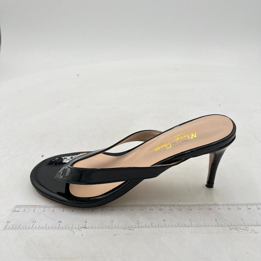 Milooey Fashion Thong Mid Heel Sandals Casual Flip Flops Open Almond Toe Daily